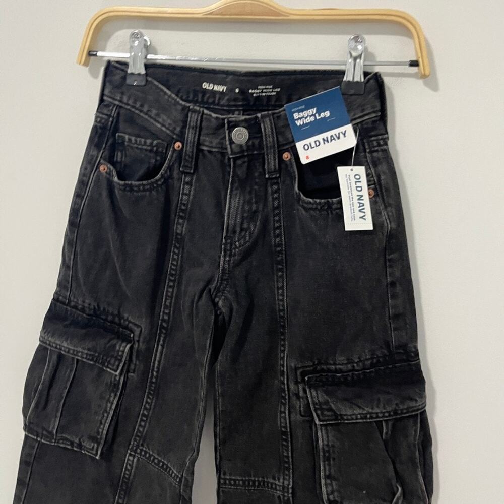 NEW Old Navy Girl's Black Baggy Wide Leg Jeans Size 8 - Picture 2 of 7